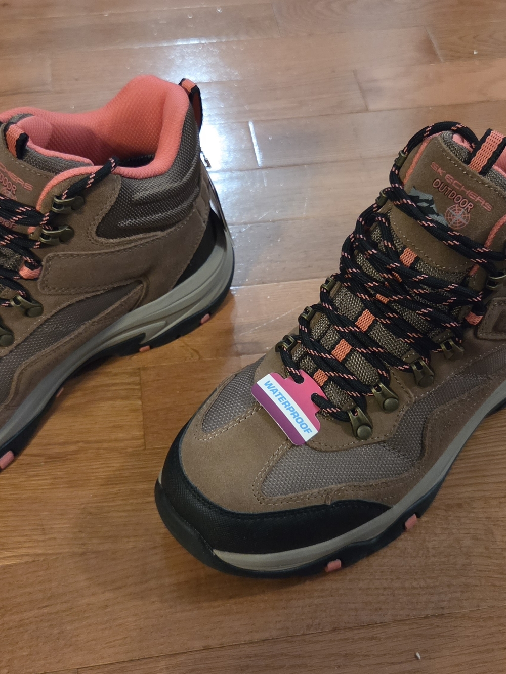 NWT SKECHERS Waterproof Brown & Coral Women's 10 Hiking Boots-Trego Base Camp - Picture 4 of 8